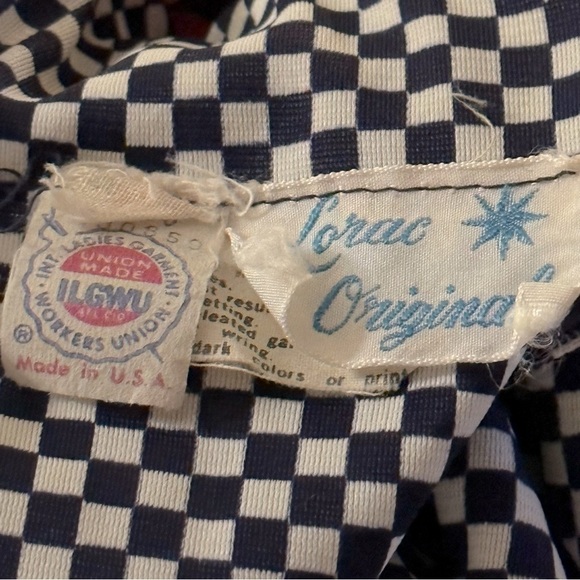 Lorac‎ Original Vintage 1970s 1980s Union Made Blue White Gingham Plaid Necktie - Picture 13 of 16